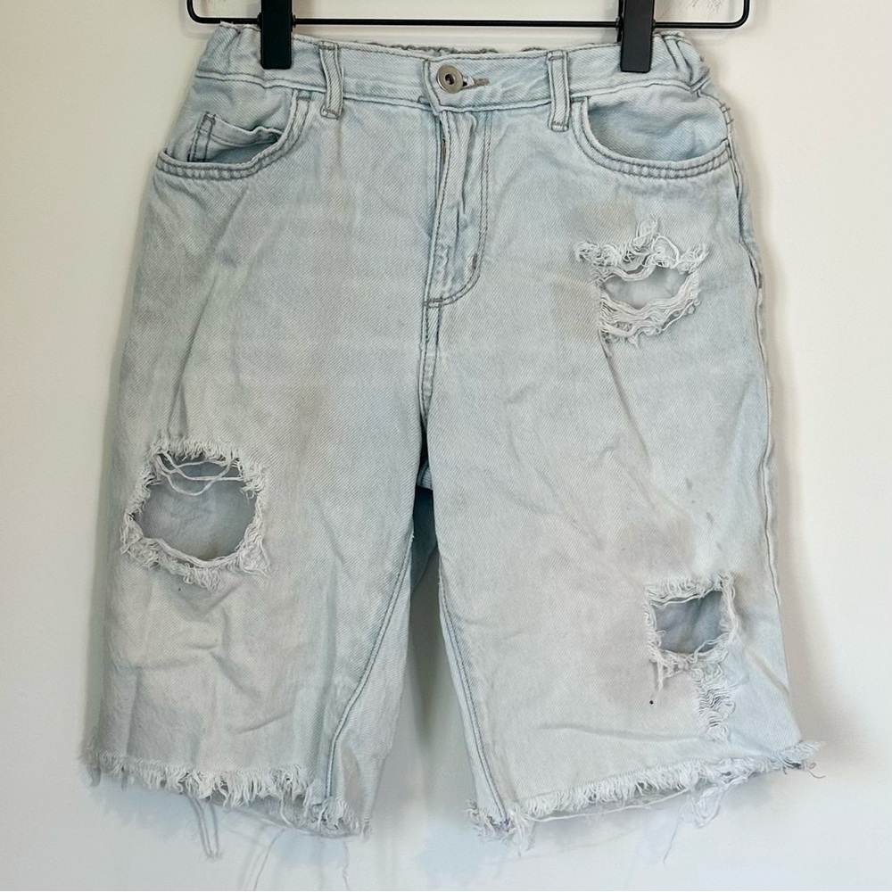Place Light Blue Distressed Denim Shorts - Girls 10
